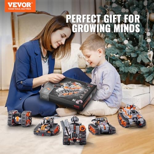 VEVOR Jouets de Construction STEM 5 en 1, Kit de Construction Voiture RC Robot Télécommandé, 554 Pièces, Contrôle par Application, Cadeau pour Création Enfants, Garçons, Filles, Âgés de 6 Ans et Plus
