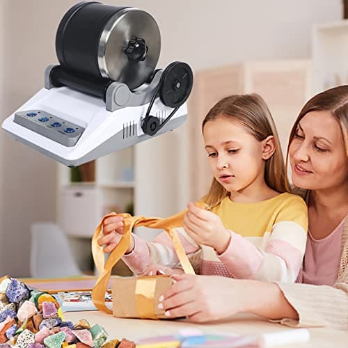 Rock Tumbler Kit, Set Professionnel Gobelets En Pierre Tambour Polissage Tambour Pierre Ponceuse à Pierre Rock Polisher For Children And Adults 7 Jours Fonction ChronoméTrage 4 Types Poudre Polissage