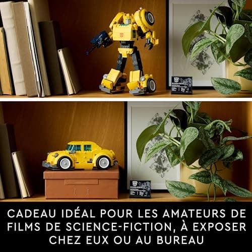 LEGO Icons Transformers Bumblebee - Figurine Robot Culte pour Adultes - Set de Construction Détaillé sur Le Thème du Cinéma pour Les Fans de Science-Fiction - Se Transforme en Véhicule 10338