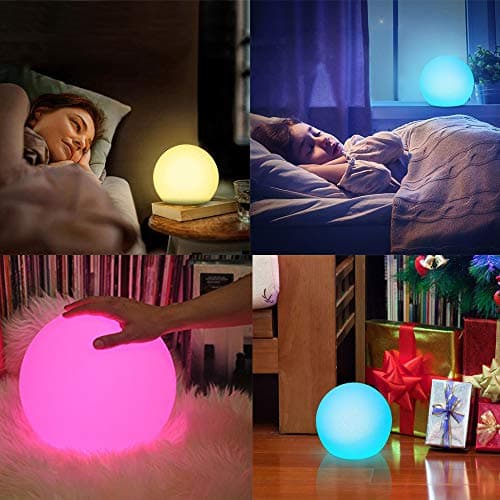 Mr.Go 6" LED Boule Lumière Sphère Lampe, RGB Orbe Lampe Couleur Changeante Lumière D'ambiance avec Télécommande, 16 Couleurs, Luminosité Variable & Batterie Rechargeable