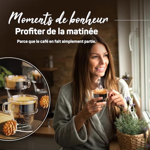 ElbFuchs® Tasse double paroi expresso [4x 150ml EMPILABLE] Verre double paroi à expresso | Verre isotherme | Tasse café transparente | Tasse a cafe double paroi avec anse