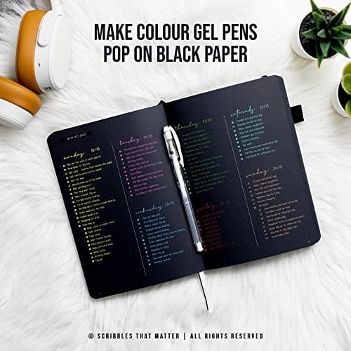 Scribbles That Matter Papier noir B5 Bullet Dotted Journal + Stylo gratuit! B5 Starry Night by Ton carnet pointillés rigide 160 g/m2, épais résistant aux saignements pour le travail (7 x 10)