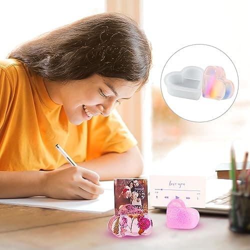 Lot de 4 moules en résine époxy - En forme de cœur - En silicone époxy - Porte-cartes de visite - Nuages - Arc-en-ciel - Ornements - Pour cœur, fleurs, nuages, bricolage, décoration de maison