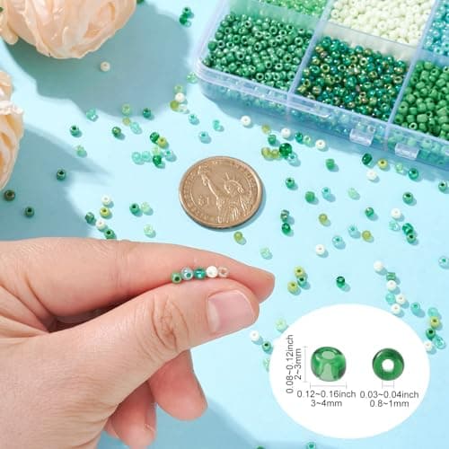 UR URLIFEHALL Lot de 3 600 mini perles intercalaires en verre 8/0 pour fabrication de bijoux - 12 couleurs - Vert