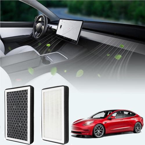 Ywooon Filtre à Air pour Tesla Model 3 Model Y Filtre à Charbon Actif, Filtres à Air d'habitacle HEPA Filtre d'admission de Climatisation Accessoires de Voiture de Remplacement (2 paquets)