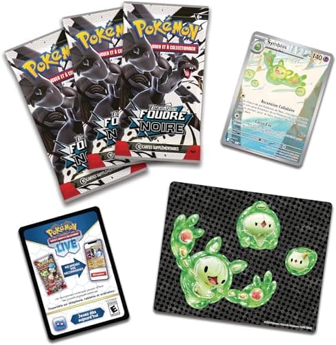 Pokémon JCC : Collection Autocollant réajustable Écarlate et Violet – Foudre Noire – Symbios (1 Carte Promo Brillante et 3 boosters)