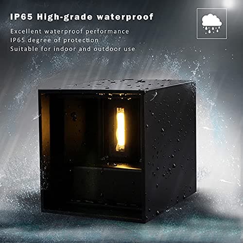 2 Pack Applique murale exterieur interieur LED Lampe murale extérieures moderne Noir 6W Blanc naturel 4000K IP65 Étanche carrée en aluminium Réglage de l'angle d'éclairage Design facile à installer
