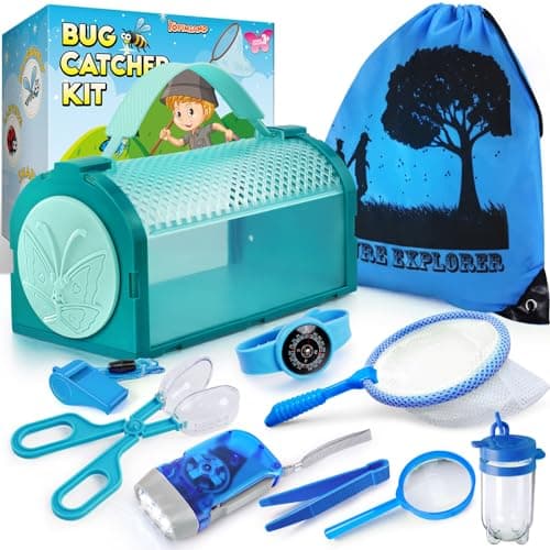 YOPINSAND boîte à Insectes pour Enfants, Jouets d'extérieur pour Enfants, Attrape-Insectes avec loupe, Sac à Dos, Lampe de Poche, Filet à Papillons, Boussole, Horloge