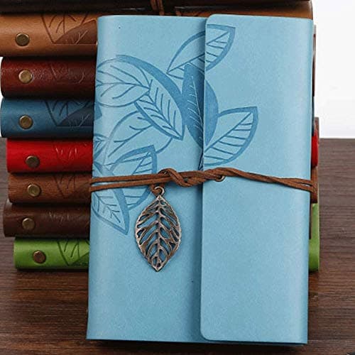 Bloc-notes relié en cuir rétro A6, 12,5 cm x 18,5 cm avec pages vierges non lignées