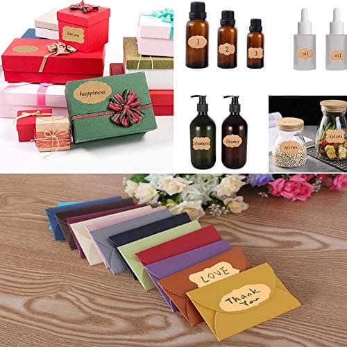 Etiquette Confiture,Kraft Autocollant 600pcs Autocollants Étiquettes,Auto Adhésifs Étiquettes Congélateur Vierges,Papier Kraft Forme Etiquette Cadeau Noel Autocollante