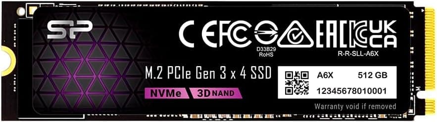 Silicon Power 512Go NVMe M.2 PCIe Gen3x4 2280 SSD (SP512GBP34A60M28AY)
