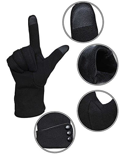 Outrip Gants d'hiver chauds pour femme avec doublure épaisse et coupe-vent pour écran tactile, Noir, M