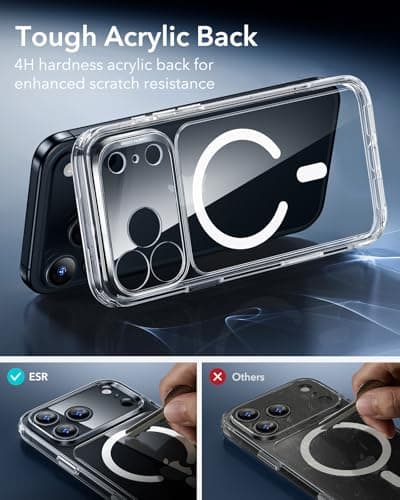 ESR Coque pour iPhone 17 Pro Max, Protection Commande de la Caméra, Compatible avec MagSafe, Protection Antichute de Qualité Militaire, Coins Air Guard Absorbant Les Chocs, Série Hybride,Transparente