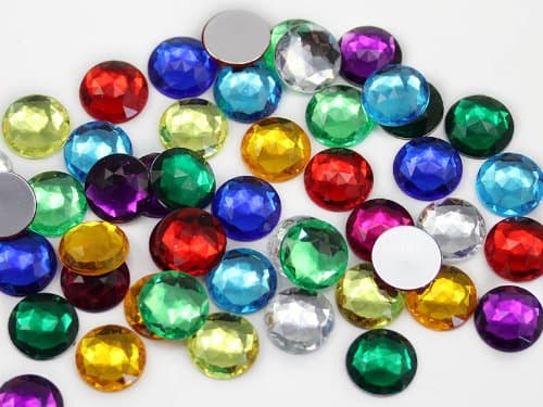30mm Flat Back Round Acrylic Rhinestones Plastic Circle Gems for Costume Making Cosplay Jewels Pro Grade Embelishments - 12 Pieces (Green Emerald H106)
