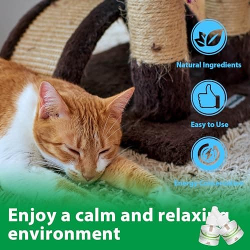 KreezyPets Recharge diffuseur apaisant pour chats lot de 2, phéromones apaisantes aident les chats à se détendre et à soulager l'anxiété, durent 60 jours