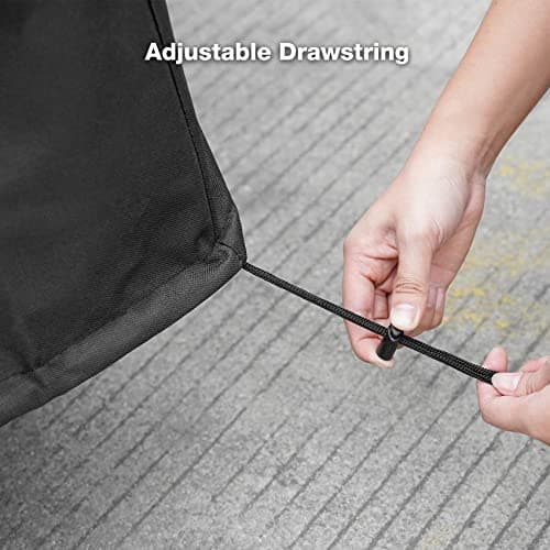 Onlyfire Housse Barbecue Exterieur, 600D PVC Housse Barbecue, BBQ Cover pour Chariot de Barbecue, Chariot de Service, 104 × 61 × 81 cm, Bache Barbecue mit Verstellbarem Kordelzug, Noir