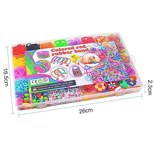 Nutabevr 2500 Élastique Bracelet Kit,40 élastiques plastique grille 32 couleurs Loom Bands avec Boîte,Accessoires pour faire des bracelets Jouets caoutchouc pour colliers pour enfants et bricolage