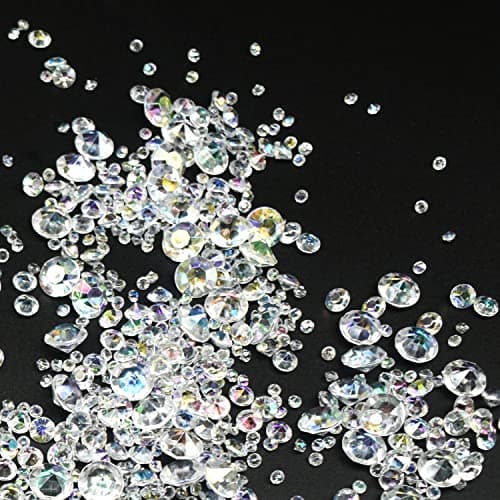 4000 pièces Diamants Acryliques Artificiels 3mm,6mm,10mm Table Décoration Diamants Acryliques pour Décoration Noël Mariage Fête D'anniversaire Table Décoration Mariage (Diamants de couleur AB)