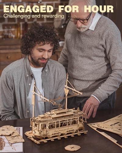 ROBOTIME Puzzle 3D en Bois pour Adultes - Tramway Classique de la Ville, Kit de Maquette d'engrenage de Construction, Décoration Exquise Cadeaux