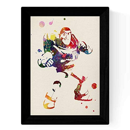 Nacnic Ensemble de Quatre Affiches de Style Aquarelle, éclatde Couleur. Poster de Film Toy Story; Buzz, Woody et Jessie et Le Cheval. Couleur de Fond aquarel. sans Cadre.