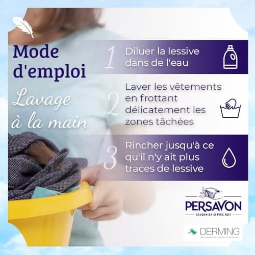 Persavon - Lessive Bébé, à l'Extrait d'Abricot BIO, Hypoallergénique, Peaux Sensibles, Sans Colorant, 33 Lavages - 1500 ml