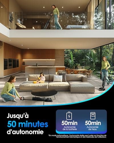 Tineco Floor One S7 Stretch Ultra Aspirateur Laveur, Aspirateur Balai sans Fil, Anti-emmêlage, Plat à 180°, Autonomie de 50 Minutes, Auto-Nettoyage Flashdry à 85°C, Nettoyage des Bords de Deux Côtés