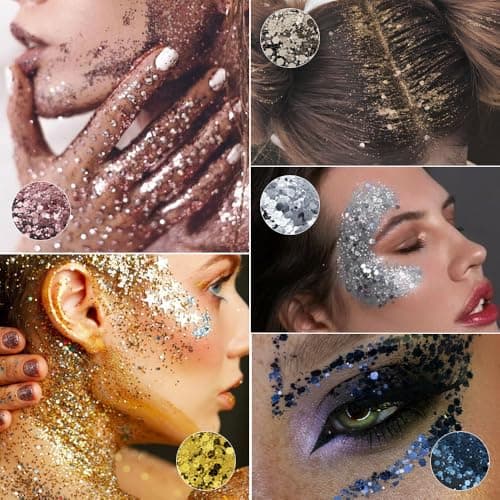Bieiyhe 50g Glitter Bleu Poudre de Paillettes Loisirs Creatifs Poudre de Paillettes Ongles Chunky Craft Glitter Paillettes pour Nail Art Fine Glitter Paillette Maquillage CosméTiques pour Corps