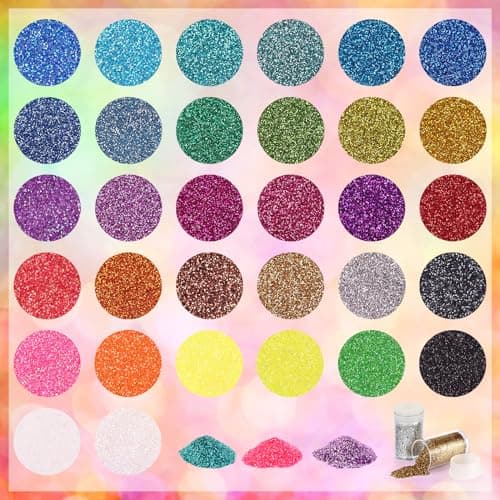 Royouzi 32 Pcs Paillettes Loisirs Creatifs, 32 x 8g (256g) Utilisé Pour Le Nail art, Le Maquillage, La Coiffure, Les FêTes, DéCoration Artisanale DIY Paillette