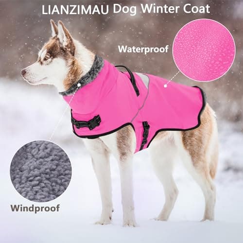 LIANZIMAU Manteau pour Chien imperméable avec Harnais, Manteau d'hiver pour Chien, Manteau Chaud avec réflecteurs pour Chien de Petite, Moyenne et Grande Taille, Manteau pour Temps Froid