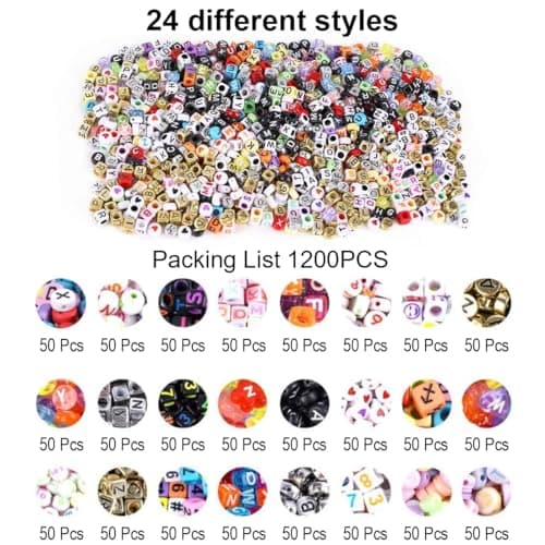 Letter Beads Set - Perles & Perles Lettres - 2400 Pièces A-Z Acrylic Cube Alphabet Letter Spacer Perles avec Perles d’Argile pour Bracelets, Colliers, Bijoux ou Autres Métiers