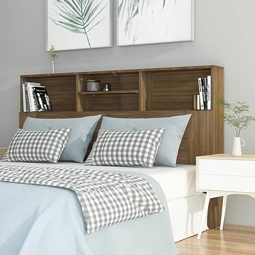 Coavain Tete de Lit 160 cm Tête de Lit Bois avec Rangement chêne Marron 160x19x103,5 cm