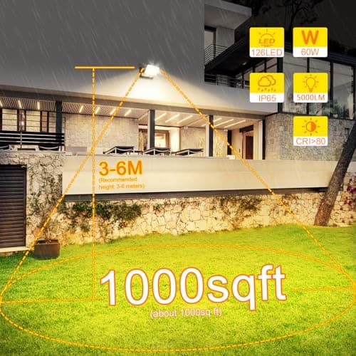 4 Pack 60W Applique Murale Exterieur/Intérieur 5000Lm Noir Applique Exterieur Led étanche IP65 3000K Projecteur Exterieur Led avec panneau LED pivotant à 360° pour Terrasse Entrée Jardin Garage