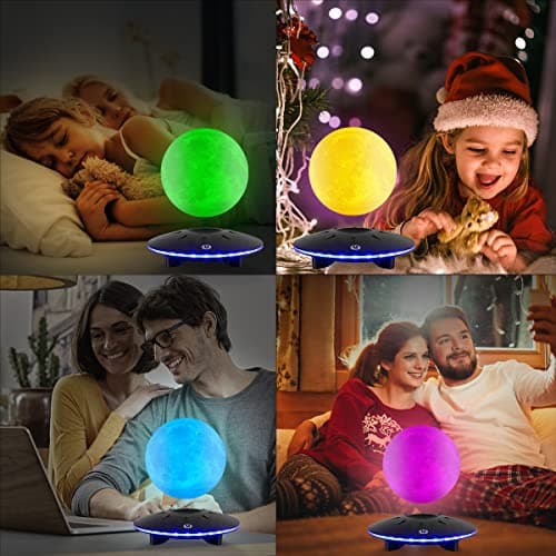 UVEHAS Lampe de lune en lévitation - Lampe de lune magnétique flottante et tournante à 16 couleurs LED, lévitation télécommandée, lampe de nuit de lune 3D pour la décoration de la maison et du bureau