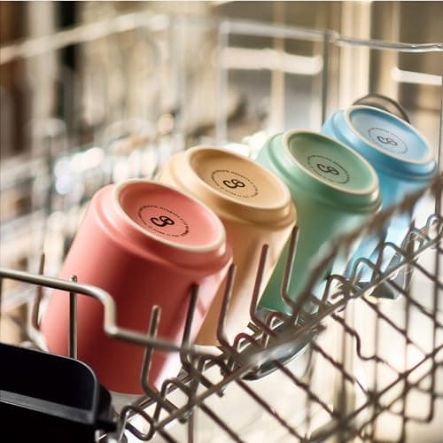 Cosumy Tasse à Café en Céramique - 4 Tasses à Cappuccino Pastel - Design Minimaliste & Empilable - Résistant à la Chaleur - Lavable au Lave-Vaisselle - 200 ml
