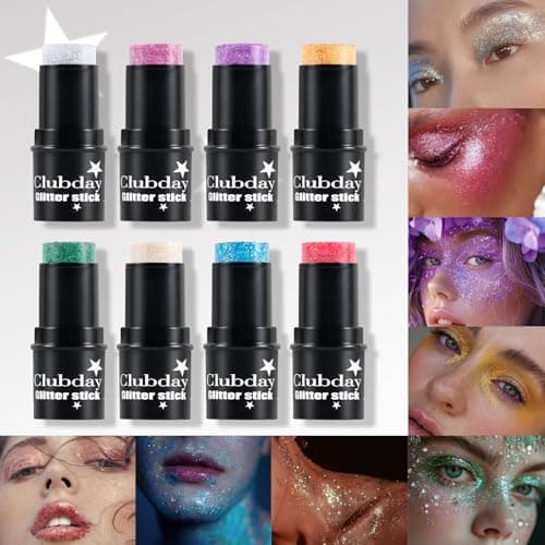 BeauFairy Bâton à Paillettes pour le Corps, 4 PCS, Body Glitter Gel, Paillettes pour le Visage, Mermaid Sequins Glitter, Fluorescent Paillette Visage Chunky Glitter Gel, pour Visage Corps Cheveux, 036