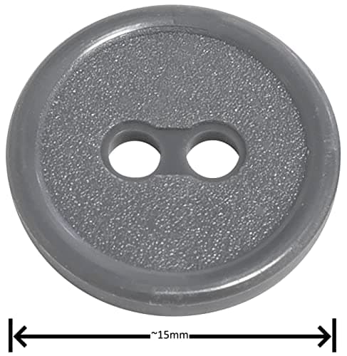 AERZETIX - C65541 - Lot de 50 Boutons à coudre ronds Ø15x2.2 mm avec bord à 2 trous L24 24L en plastique - couleur: gris foncé - diamètre de l'ouverture 2 mm - mercerie couture vêtements
