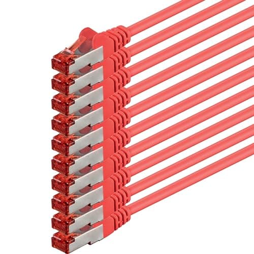 1aTTack.de 10x 0,25m - Câble patch câble réseau Cat 6 Cat6 RJ45 SFTP - rouge
