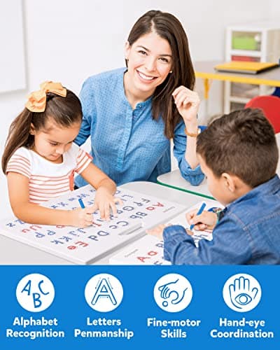 Coogam Lettres Magnétiques Practicing Board, Aimants Tracing ABC Alphabet Board Apprendre à écrire Jouet Éducatif Fine Motor Montessori Cadeau pour 3 4 5 Ans Enfants