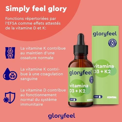 Vitamine D3 K2 en Gouttes 50ml, K2 MK7 99,7+% All-Trans (K2VITAL® by Kappa) Hautement Dosée, Soutien les Os, les Dents et le Système Immunitaire, 100% Végétalien, Sans Additifs