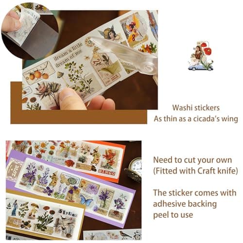 Ptyism 612 Pièces/48 Feuille Autocollant Scrapbooking,Stickers Scrapbooking丨Scrapbooking Autocollant Autocollants pour Scrapbooking Pour DIY Bullet Journal Scrapbooking etc
