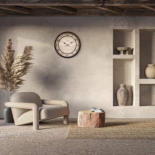 Lafocuse 30cm Horloge Murale Chiffres 3D Retro, Silencieuse Pendule Murale Rustique Vintage, Noir Shabby Chic Déco sans Tictac pour la Maison Salon Cuisine Chambre Bureau