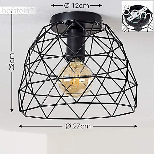 Plafonnier Hajom en métal noir, luminaire moderne créant un motif lumineux géométrique au plafond, pour 1 ampoule E27, ampoule(s) non incluse(s)
