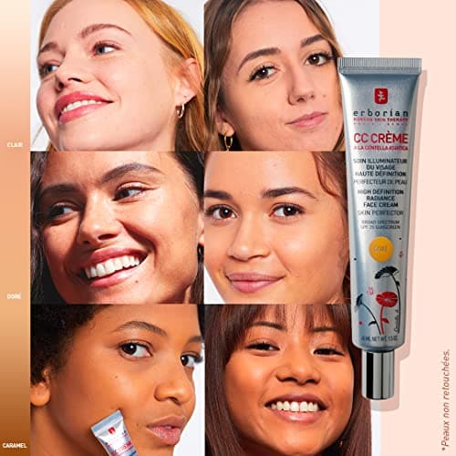 Erborian - CC Crème à la Centella Asiatica - Maquillage et Soin Illuminateur de Teint Haute Définition pour Visage - Protection Solaire SPF 25 - Soin Cosmétique Coréen - Caramel 15 ml