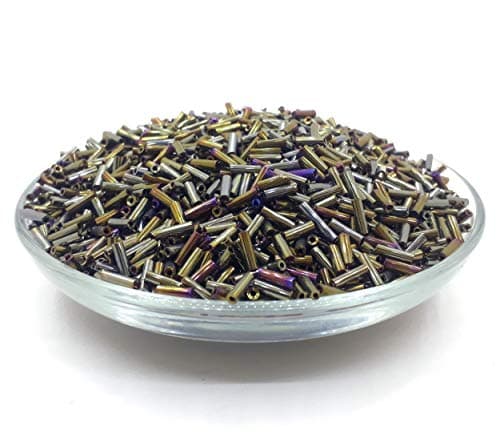 Lot de 3300 perles de rocaille en verre de 6 mm - Perles de bugle en verre - Perles tubes - Perles tiges - Bronze métallisé AB