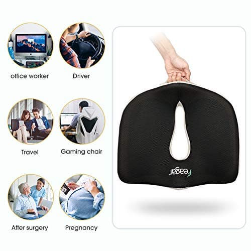 Feagar Coussin Coccyx en Gel Coussin Chaise en Mousse à Mémoire, Coussin Siège Auto Coussin Voiture Conducteur Orthopédique Chaise Bureau Fauteuil (Noir et Blanc)