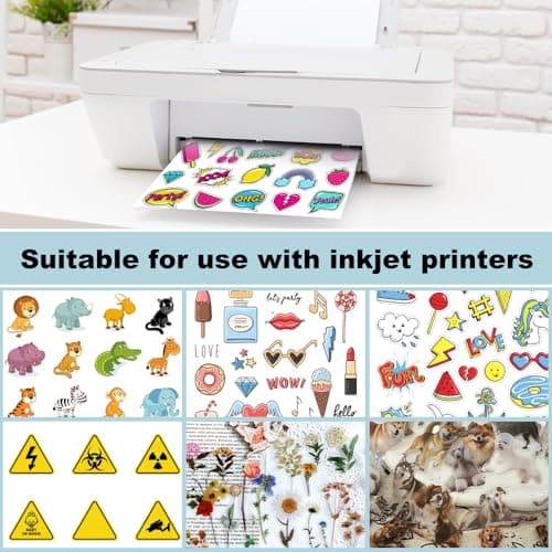 YBCCBY 40PCS Papier Autocollant Transparent 210*297mm Papier Autocollant Imprimante Papier Autocollant Jet d'Encre A4 Vinyle Imprimable Papier Autocollant Étiquette Adhésif Imprimable Pour Etiquettes