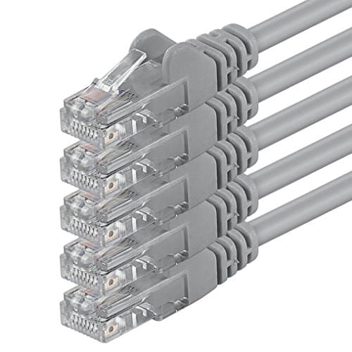 1aTTack.de 1m - gris - 5 pièces - (PACK) - Câble réseau LAN Ethernet CAT.6 CAT6 Câble patch 1000 Mbit/s