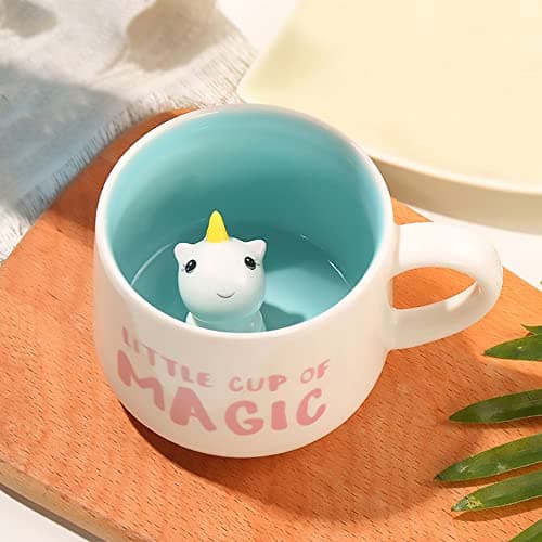 Tasse licorne 3D en céramique, unique faite à la main, cadeau de Noël pour anniversaire, femme, fille, petite amie (licorne)