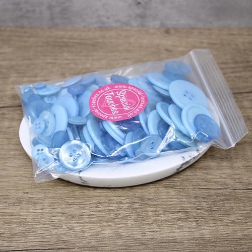 Sachet de boutons en acrylique et résine pour création de cartes Bleu 100 g