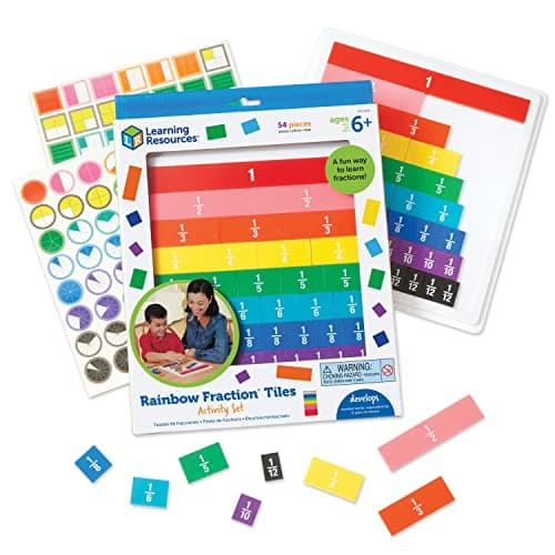 Learning Resources Tuiles de fractions arc-en-ciel avec plateau 10 x 12.8 x 1.3 pouces
